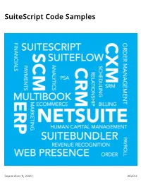 Suitescript Code Samples