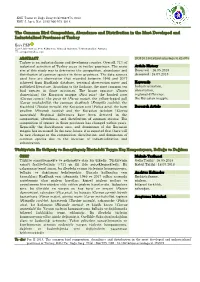 The Common Bird Composition, Abundance and Distribution in the Most Developed and Industrialized Provinces of Turkey
