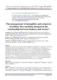 The Management of Intangibles and Corporate Branding: Has Anything Changed in the Relationship Between Business and Society?”