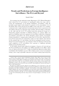 Trends and Predictions in Foreign Intelligence Surveillance: the FAA and Beyond