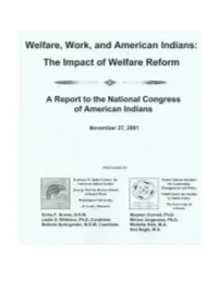 Welfare, Work, and American Indians November 2001