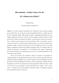 Discontinuity and European Lawmaking – Another Deficit of EU