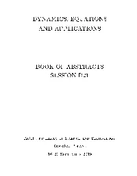 Dynamics, Equations and Applications Book of Abstracts Session