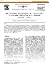 Flow Visualization of Free Convection in a Vertical Cylinder of Water in the Vicinity of the Density Maximum M.F