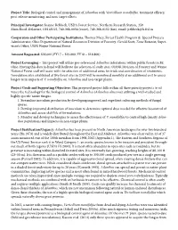Project Title: Biological Control and Management of Ailanthus with Verticillium Nonalfalfae: Treatment Efficacy, Post-Release Monitoring, and Non-Target Effects