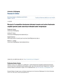 Reversal of Competitive Dominance Between Invasive and Native Freshwater Crayfish Species Under Near-Future Elevated Water Temperature