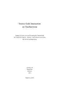 Source Code Interaction on Touchscreens