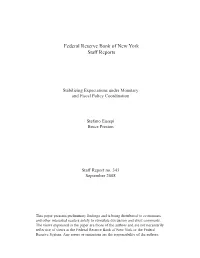 Stabilizing Expectations Under Monetary and Fiscal Policy Coordination