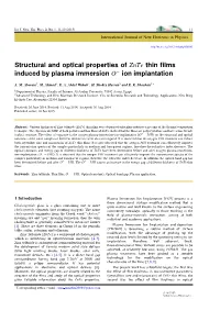 Structural and Optical Properties of Znte Thin Films Induced by Plasma
