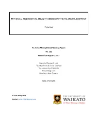 Physical and Mental Health Issues in the Te Aroha District