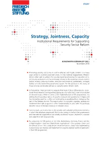 Strategy, Jointness, Capacity Institutional Requirements for Supporting Security Sector Reform