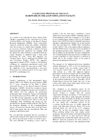Validation Process of the Stvf Hardware-In-The-Loop Simulation Facility