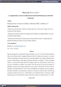 A Comprehensive Review on Inherited Sensorineural Hearing Loss and Their Syndromes
