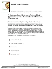 An Evidence-Based Systematic Review of Goji (Lycium Spp.) by the Natural Standard Research Collaboration