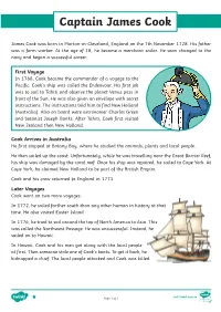 Captain James Cook Reading Comprehension