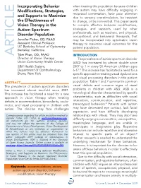 Incorporating Behavior Modifications, Strategies, And