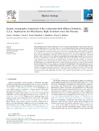 Seismic Stratigraphic Framework of the Continental Shelf Offshore Delmarva