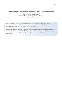 Towards a Clearer Understanding of Social Identity Theory's Self-Esteem