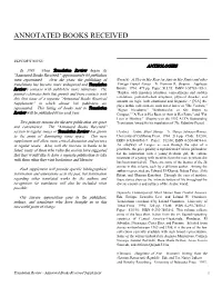 Annotated Books Received