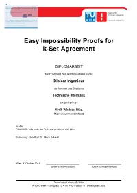 Easy Impossibility Proofs for K-Set Agreement