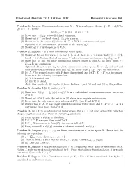 Functional Analysis 7211 Autumn 2017 Homework Problem List