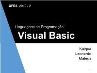 Linguagens De Programação Visual Basic