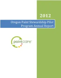 Oregon Paint Stewardship Pilot Program Annual Report