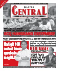 Balita Central? Sumulat O Bisitahin, I-Like, I-Follow, at Magkomento Sa Aming Social Media at Website