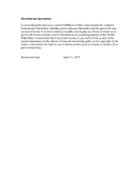 Distribution Agreement in Presenting This Thesis As a Partial Fulfillment Of