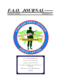 F.A.O. Journal Volume Iv, Number 3 September 1999