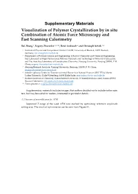 Supplementary Materials Visualization of Polymer Crystallization by in Situ Combination of Atomic Force Microscopy and Fast Scanning Calorimetry