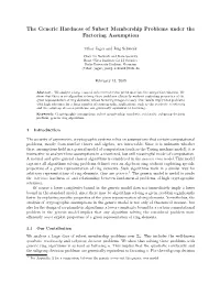 The Generic Hardness of Subset Membership Problems Under the Factoring Assumption