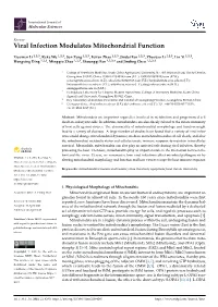 Viral Infection Modulates Mitochondrial Function