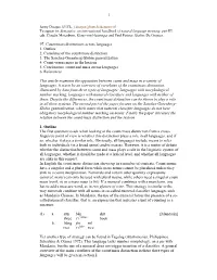 1 97. Count/Mass Distinctions Across Languages 1. Outline 2. Correlates