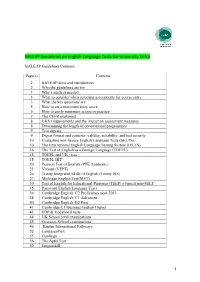 BALEAP Guidelines on English Language Tests for University Entry