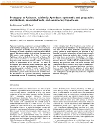 Protogyny in Apiaceae, Subfamily Apioideae: Systematic and Geographic Distributions, Associated Traits, and Evolutionary Hypotheses