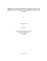 Reducing Conflicts Between Climate Policy and Energy Policy in the Us