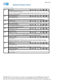 Sydney Program Guide