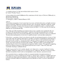 A Constitutive Theory for High Rate Multiaxial Deformation of Snow by Andrew Christian Hansen a Thesis Submitted in Partial Fulf