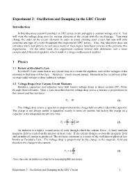 Oscillation and Damping in the LRC Circuit
