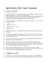 Specification of the "Sequ" Command