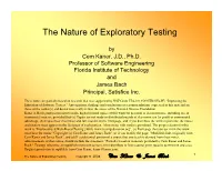 The Nature of Exploratory Testing
