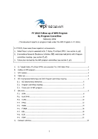 1 FY 2015 Follow-Up of WPI Program by Program Committee February