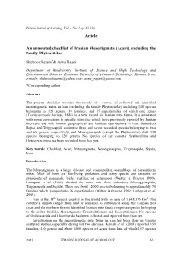 Article an Annotated Checklist of Iranian Mesostigmata (Acari)