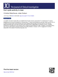 Cori Cycle Activity in Man