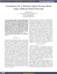 Formulation of a Rational Option Pricing Model Using Artificial Neural