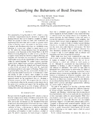 Classifying the Behaviors of Boid Swarms