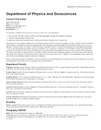 Department of Physics and Geosciences 1