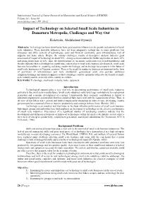 Impact of Technology on Selected Small Scale Industries in Damaturu Metropolis, Challenges and Way Out