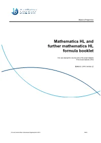 Mathematics HL and Further Mathematics HL Formula Booklet
